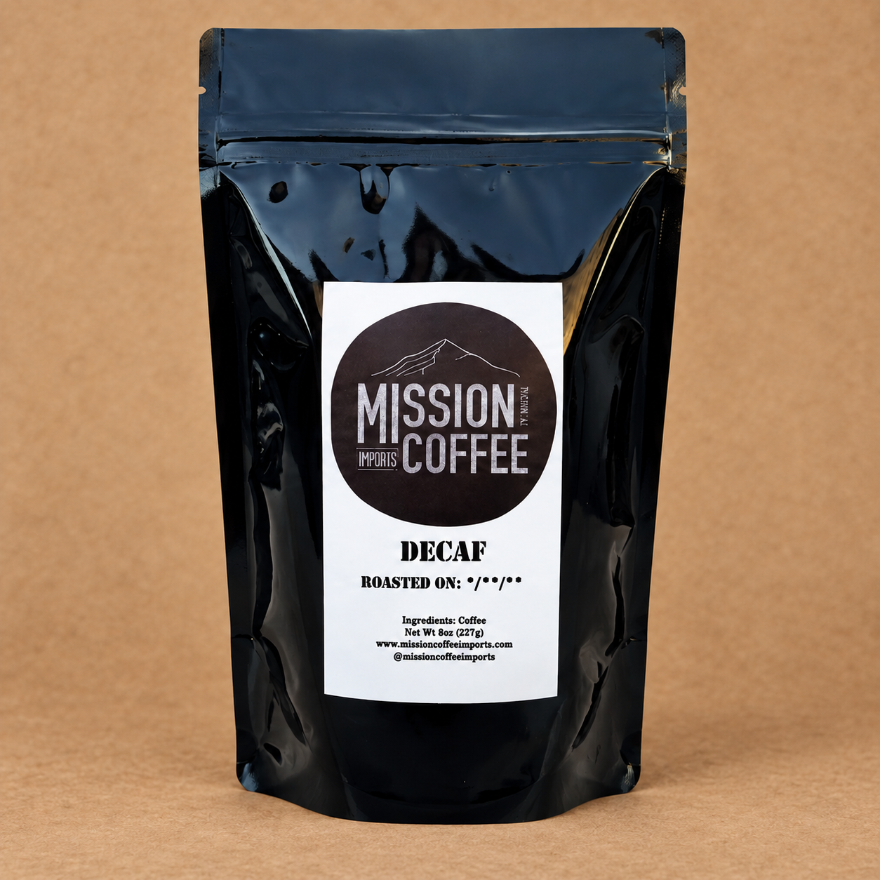 Swiss Water Decaf coffee bag from Mission Coffee Imports